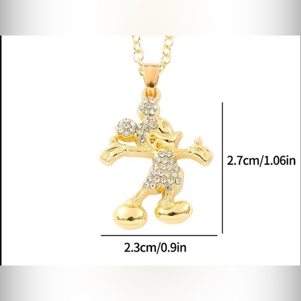 18K Gold Disney Mickey Mouse Inspired Theme Pave Diamond Necklace Character - Picture 5 of 5
